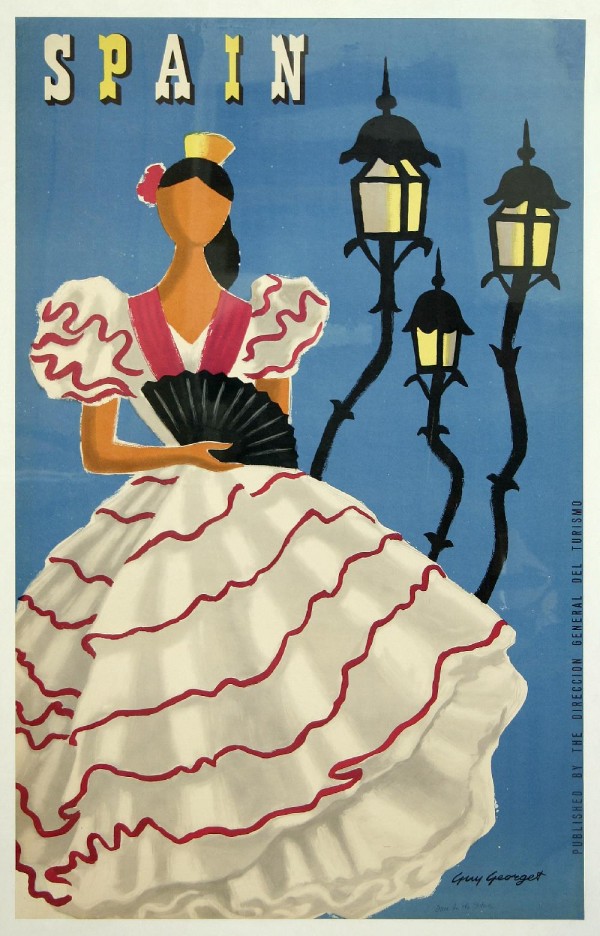 Spanish Tourism Faceless Woman Poster by Guy Georget  Print